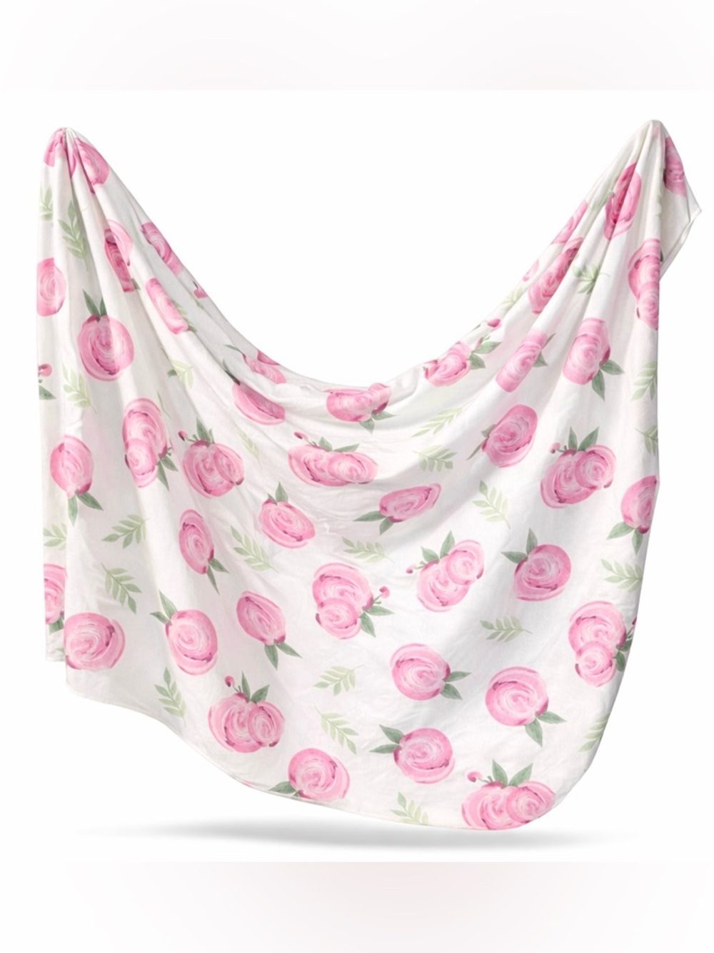Copper Pearl Grace Floral Swaddle Blanket Pink Rose Knit 46x46